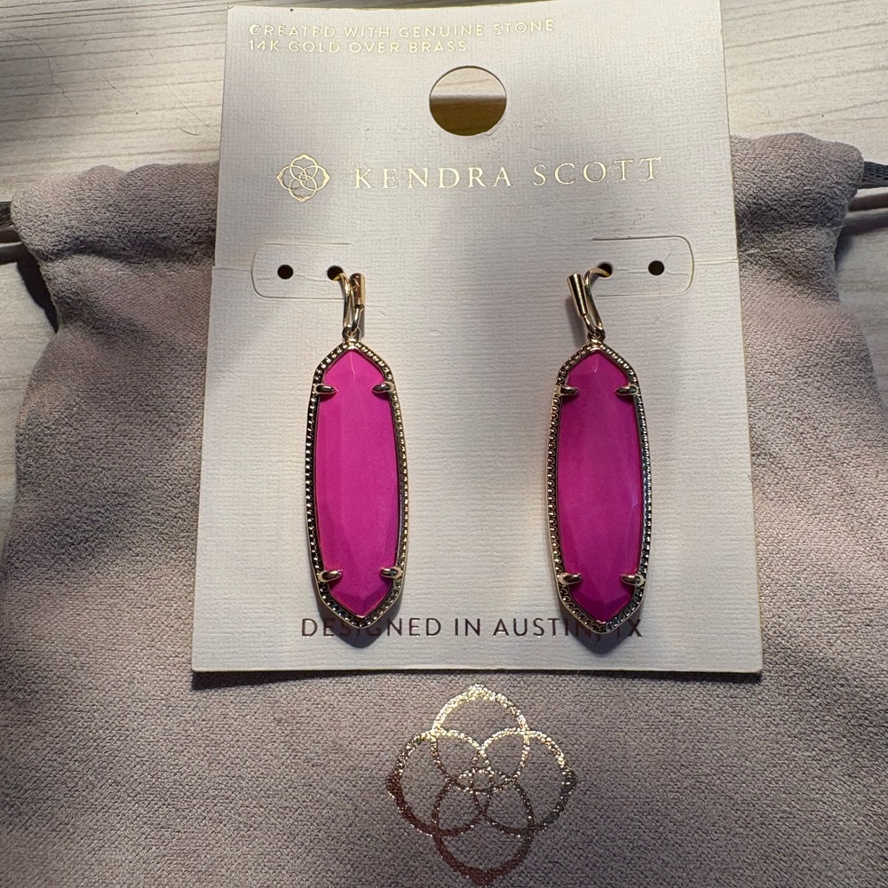 Kendra Scott Gold and Magenta Drop earrings new with tag - Picture 4 of 4